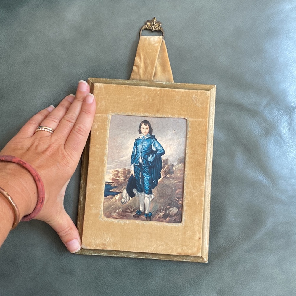 Victorian Blue Boy reproduction in beautiful velvet frame.